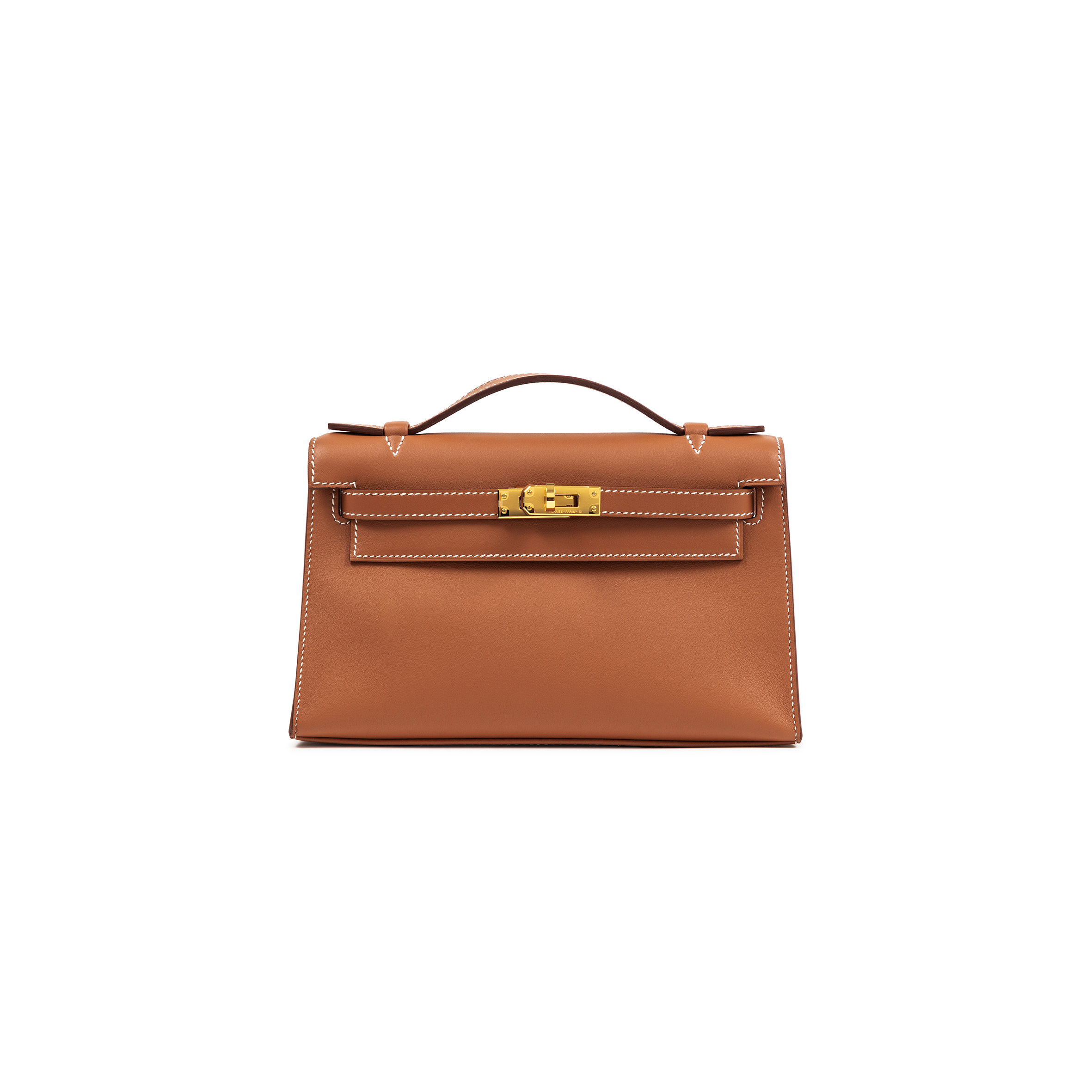 HERMÈS MASTER GOLD SWIFT KELLY POCHETTE GOLD HARDWARE (22*14*7cm) 